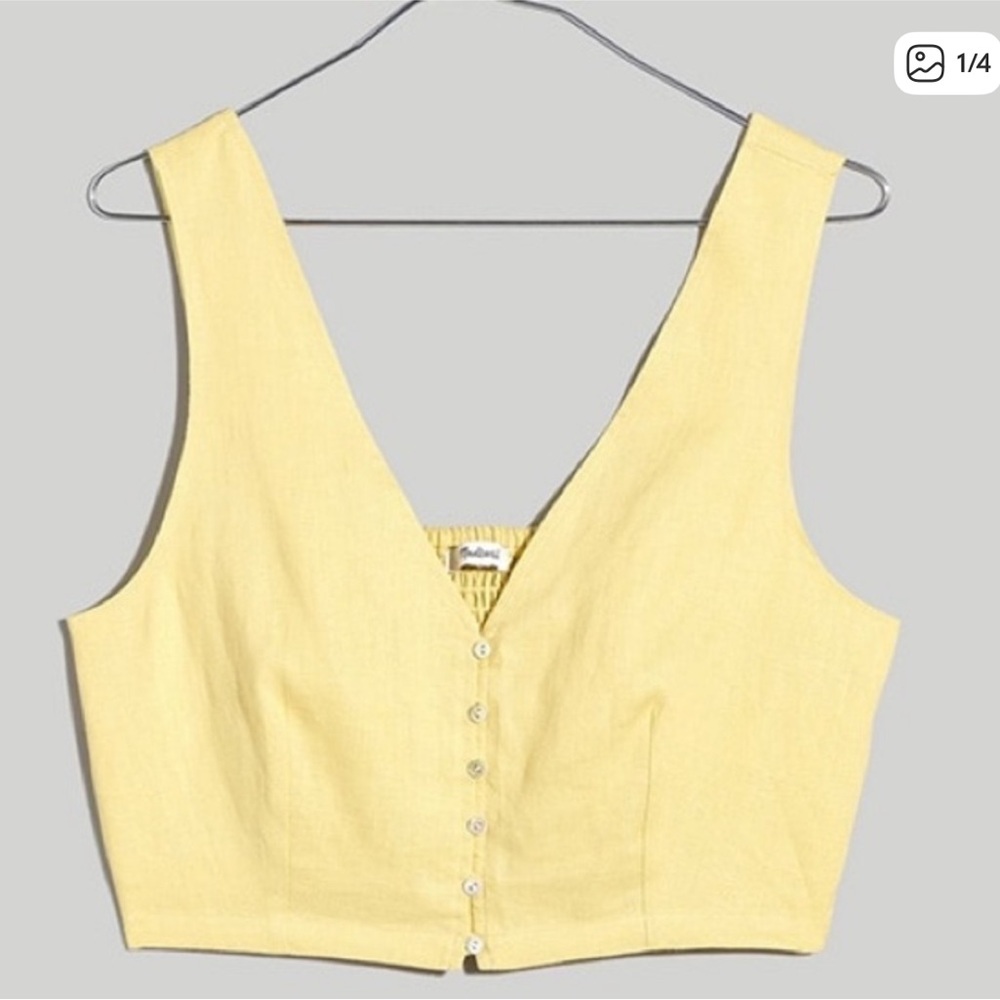 NWT• Madewell • Linen Gwen Crop Vest Top • Sz 0